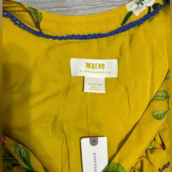 NWT Maeve Anthropologie Yellow Floral Sleeveless Short Mini Dress- Size Medium - Picture 7 of 7